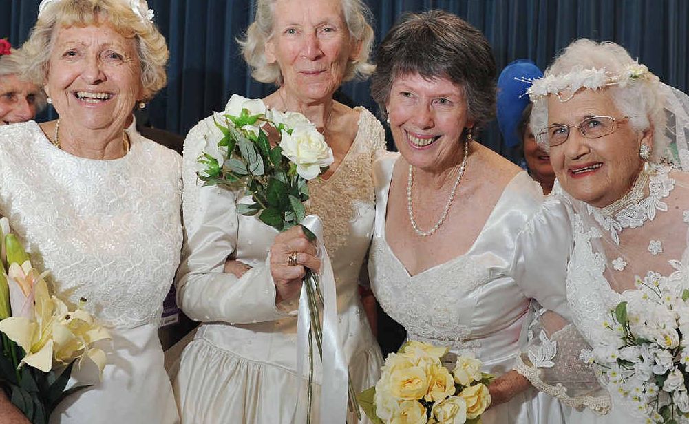 Torbay’s Jean Patton, Mies Wolff, Maxine Regan and Elsie Ross rejoice at the opportunity to be brides once again. Torbay’s Jean Patton, Mies Wolff, Maxine Regan and Elsie Ross rejoice at the opportunity to be brides once again.